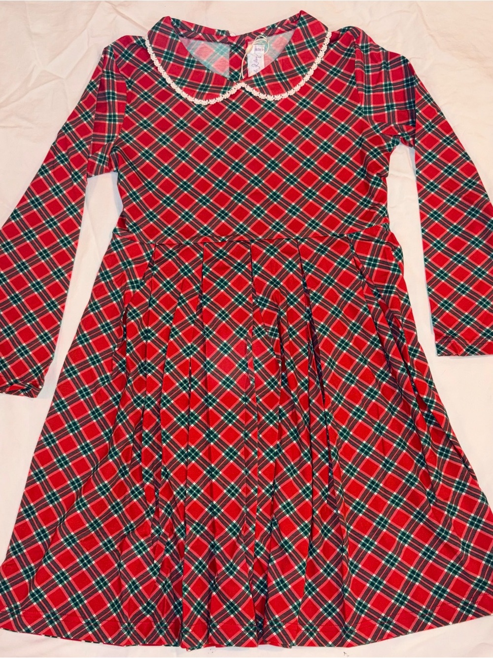 Rachel Riley London red Tartan Plaid Jersey dress sz 8 NWT